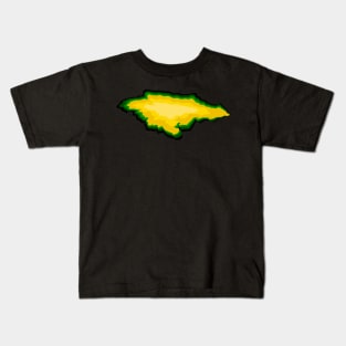 Jamaica  map of Jamaica  in the colors of the Jamaican flag black green and gold Kids T-Shirt